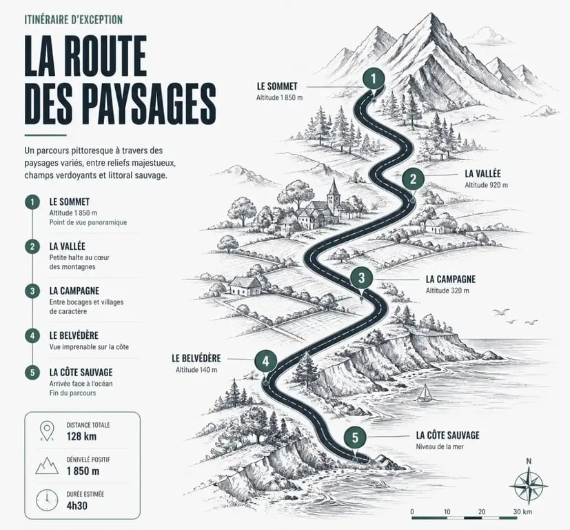 Qu'est-ce qu'un road trip : itinéraire avec plusieurs étapes et paysages traversés