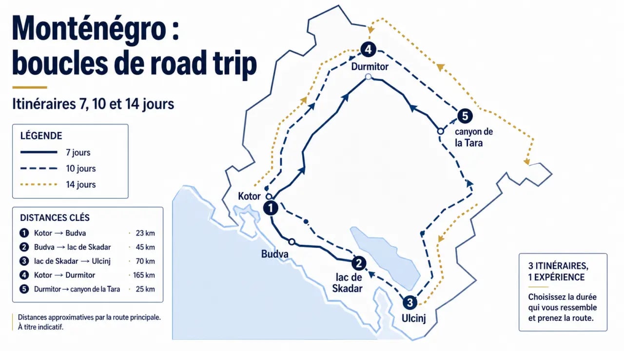 Road trip Montenegro : itinéraires conseillés sur 7, 10 et 14 jours