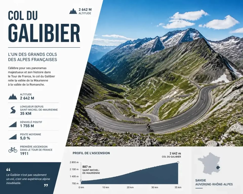 Vue panoramique du Col du Galibier, étape incontournable d'un road trip dans les Alpes
