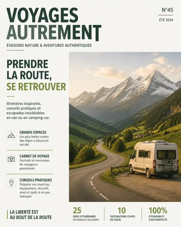 Paysage alpin spectaculaire lors d'un road trip dans les Alpes en van