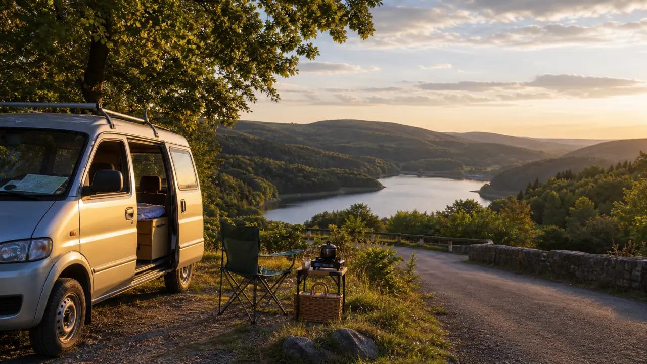 Van aménagé dans le Morvan, en pleine nature, pour un road trip à petit budget